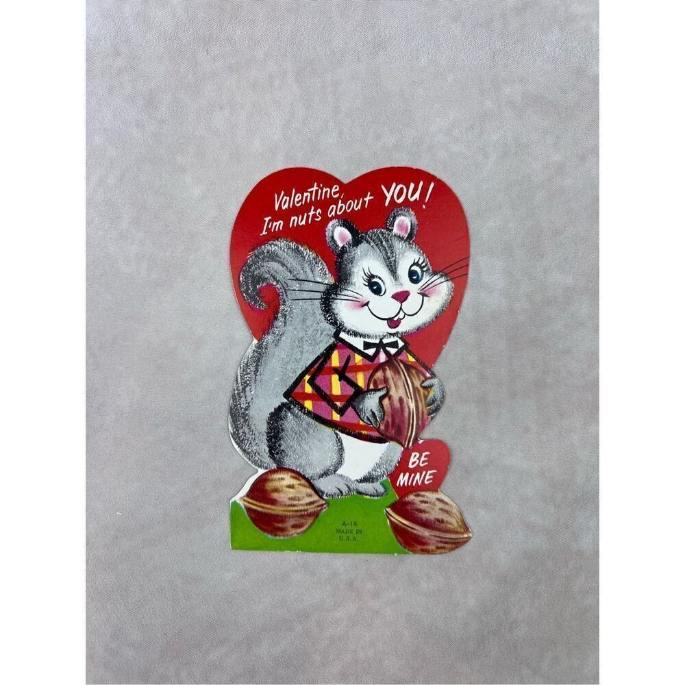 Vintage Valentine’s Day Card Anthropomorphic Squirrel Kitschy Ephemera